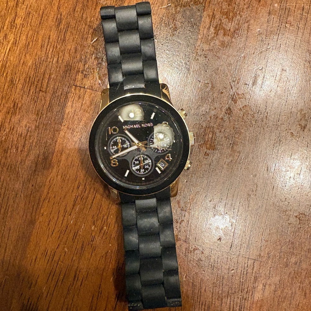Michael Kors Black Womens Watch with Gold accent